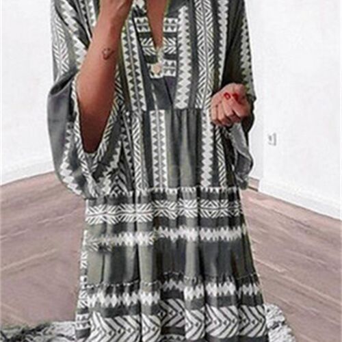 Eotvotee Fashion Print Summer Dress for Women  New V Neck