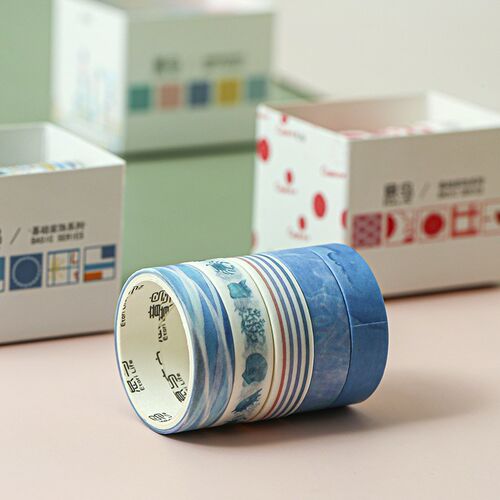 5 Pcs Basic Color Floral Masking Washi Tape Set Diy Decorati