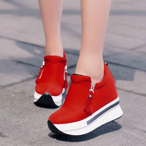 Women Wedges Ankle Boots Platform Thick Bottom Shoes Slip On