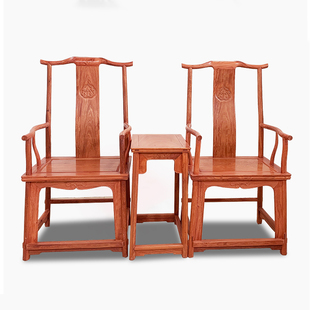 红木家具缅甸花梨木圈椅三件中式实木椅子大果紫檀官帽椅太师椅