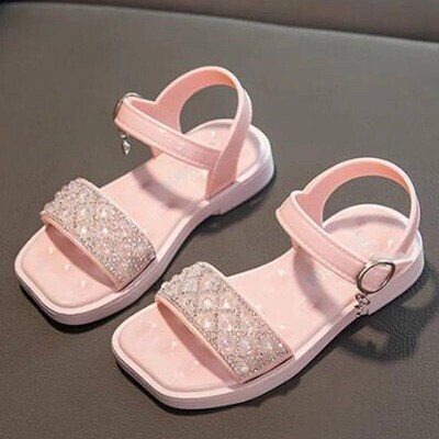 2024 New Girls Rhinestone Sandals Summer Kids Open Toe Beach