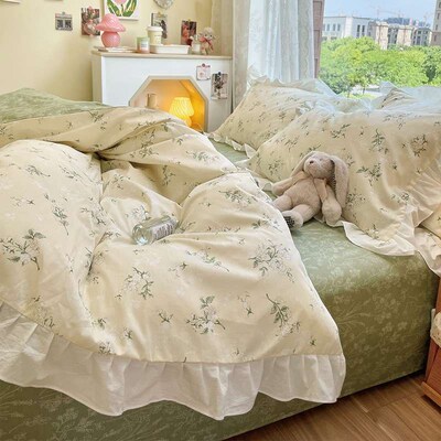2ins Pastoral Fresh Lace Cotton Four-Piece Set Spring and Su