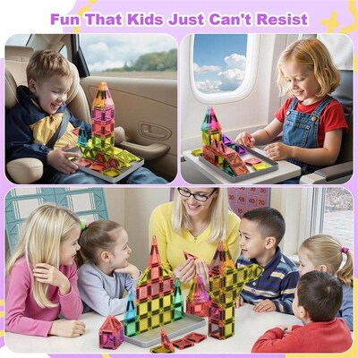 40PCS Mini Magnetic Tiles Portable Magnetic Toys Travel Set
