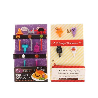 4/5Pcs Fruit Fork Mini Cartoon Children Snack Cake Dessert