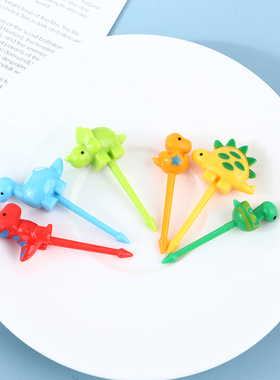 6/8/10pcs Animal Farm Dinosaur Fruit Fork Mini Cartoon Child