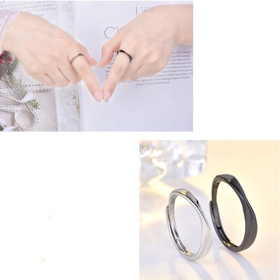 New Fashion Black White Smooth Couple Ring Classic Sun Moon