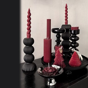 态生活 复古风黑色烛台客厅餐桌过年喜庆氛围感 装饰蜡烛烛台摆件