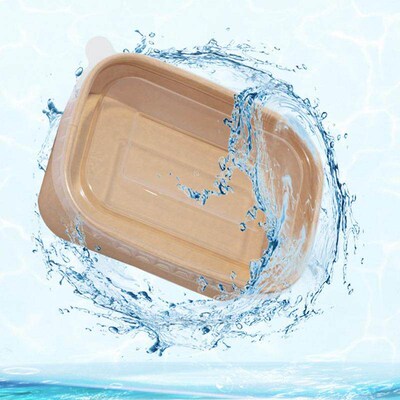 New kraft paper bowl disposable takeaway rectangular rounded