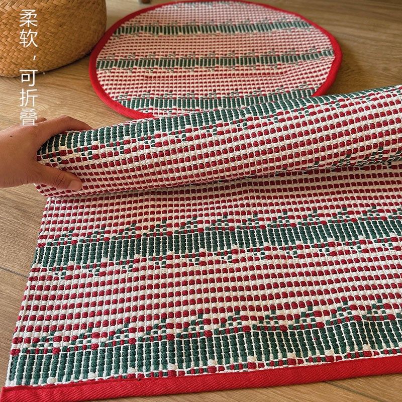 棉线编织防滑地垫入门垫门口家用卧室多巴胺儿童房长方垫沙发坐垫,居家布艺,入户地垫,淘宝优惠券,粉丝福利购,淘宝优惠卷