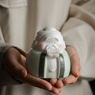 久造中式陶瓷孔子摆件可爱小号卡通孔夫子工艺品书房桌面装饰摆设