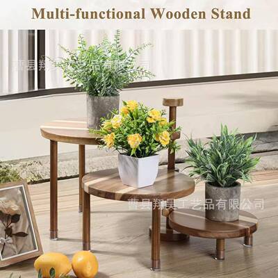 木质蛋糕展架层可旋转桌xh1229示面木纸杯蛋糕点心三架实盆栽多肉