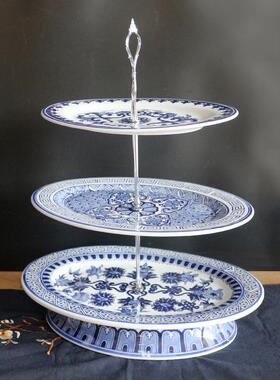 意花家用三层水果盘架点心盘创客厅茶几青零OLR盘蛋糕多食层糖果