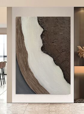 大芬油画村 纯手绘油画玄关走廊客厅装饰画 抽象立体肌理画海与岛