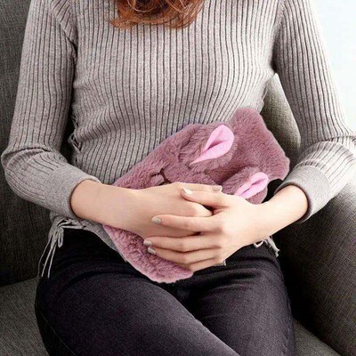 Cute Hot Water Bottle Bag For Girls Cartoon Plush Squinting.