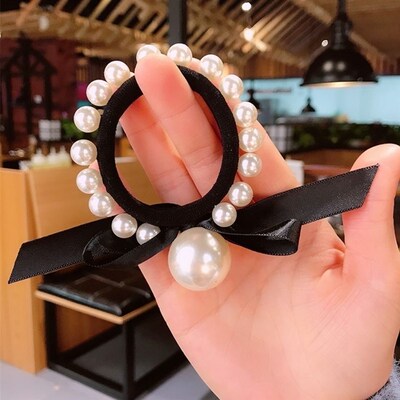 Fashion Woman Big Pearl Hair Ties  Korean Style Hairband Scr