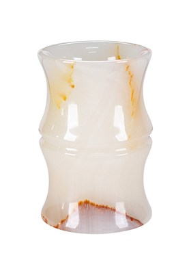 玉石笔筒书房办公室玉雕装饰摆件文房四宝圆筒花器送老师创意礼品