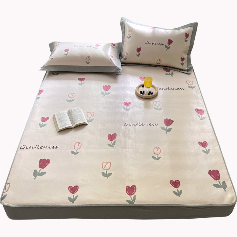 夏季凉感冰丝凉席三件清新数码印花可水洗折叠床笠床席款空调席,床上用品,冰丝席,淘宝优惠券,粉丝福利购,淘宝优惠卷