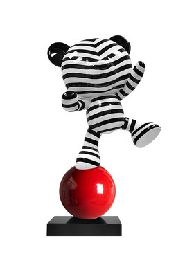 电镀银条纹熊卡通摆件杂技熊客厅样板房间电视柜橱窗创意装饰品