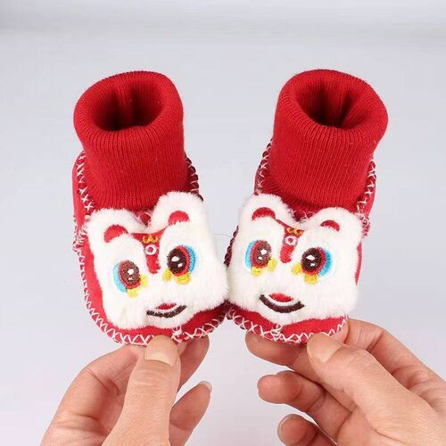 Baby Shoes, Baby Toddler Shoes, New Year Red Socks, Plush Ba
