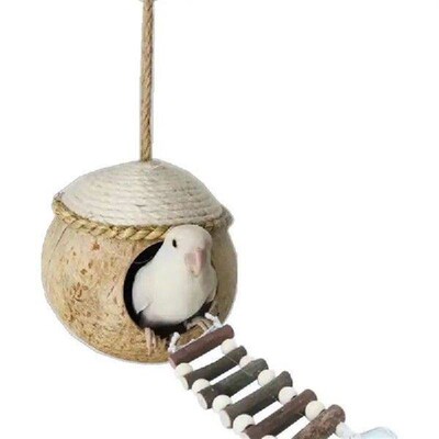 Coconut Bird Nest Bird Breeding Nest Hide House Toy With