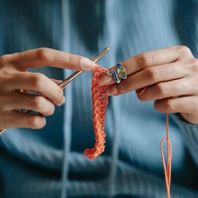 Adjustable Crochet Tension Cute Cat Ring, Beginner Knitting