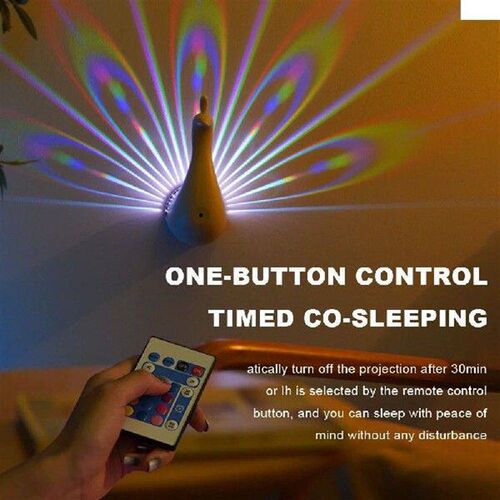 Creative LED Peacock Projection Lamp with Remote Control