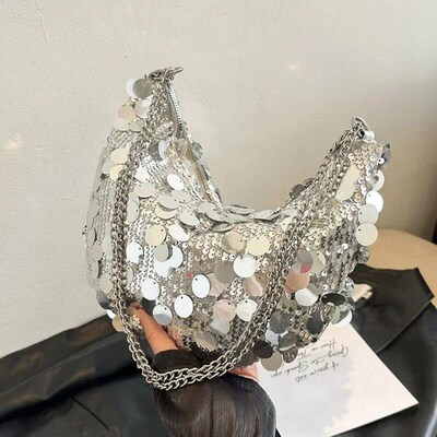 Korean Chain Sequin Crobody Bag Evening Clutch Bag Dinner Pa
