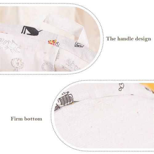 Collapsible Round Cotton Linen Laundry Basket Dirty Clothes