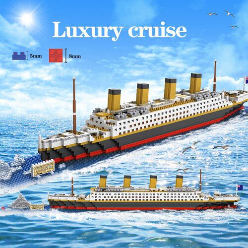 1860Pcs Mini Bricks Model Titanic Cruise Ship Model Boat DIY