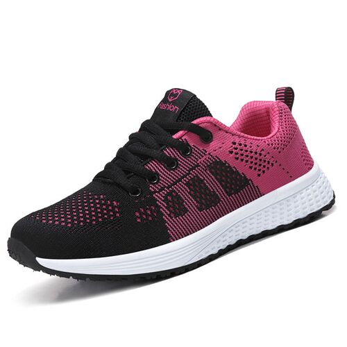 Women Casual Shoes Breathable Walking Mesh Lace Up Flat Shoe