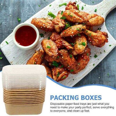 10 Sets Packed Lunch Box Khaki Food Boxes Office Takeout