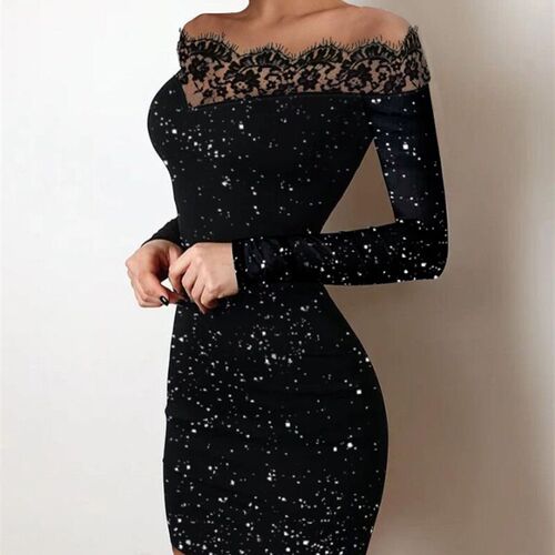 Sexy Party Night Out Dresses For Women  Autumn Plain Black