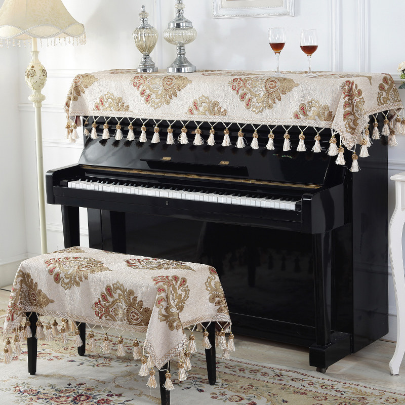 欧式钢琴防尘布电钢琴盖布高档蕾丝盖巾长方形钢琴凳罩垫布布艺