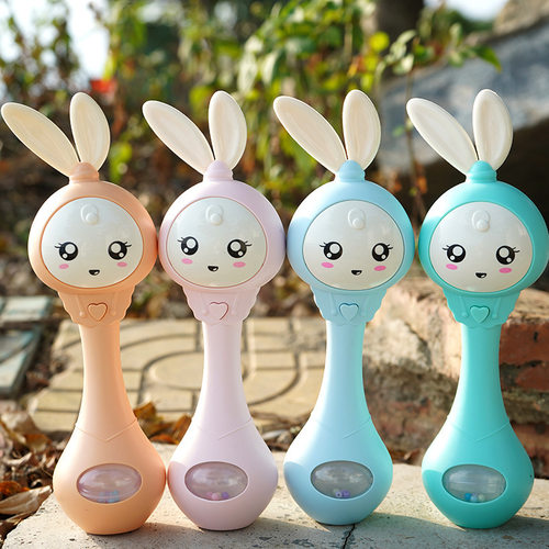 Baby Music Flashing Rattle Toys Rabbit Teether Hand Bells Mo