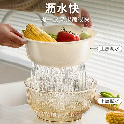 Vegetable washing basin, draining basket, fruit washing