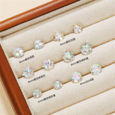 Flashing Millennium Eight-side Zircon Ear Bone Stud Women Gr
