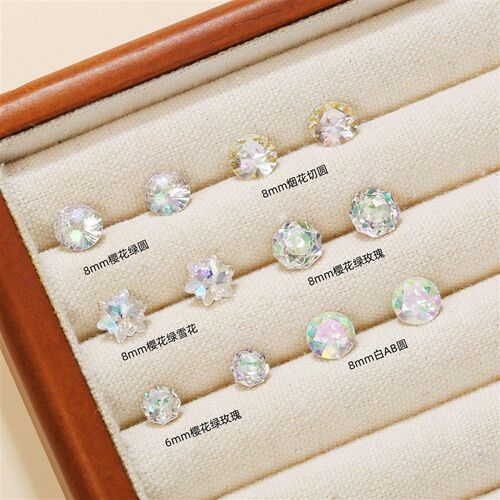 Flashing Millennium Eight-side Zircon Ear Bone Stud Women Gr