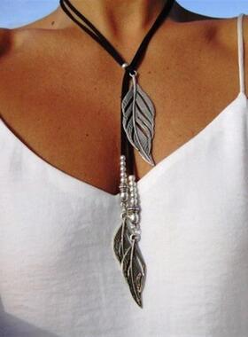 Leaves CCB Alloy Korean Velvet Vintage Pendant Literary Retr