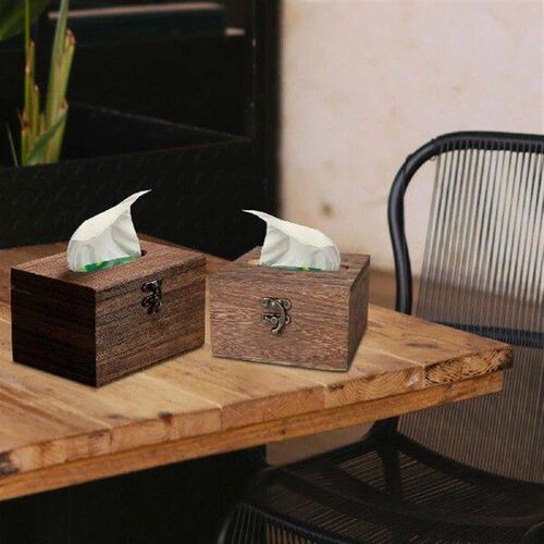 Wooden Tissue Box Facial Hand Towel Storage Tray Napkin