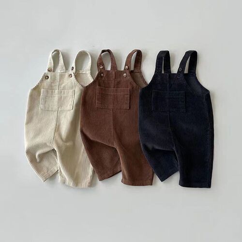 Autumn Winter Toddler Baby Boys Girls Solid Corduroy Suspand