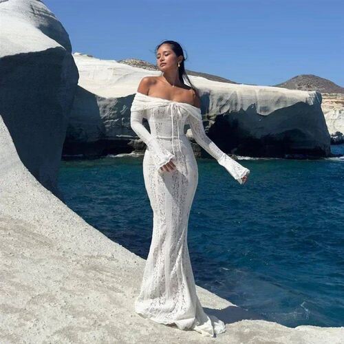 Suninheart White Off The Shoulder Autumn Bodycon Dre 2025 Lo