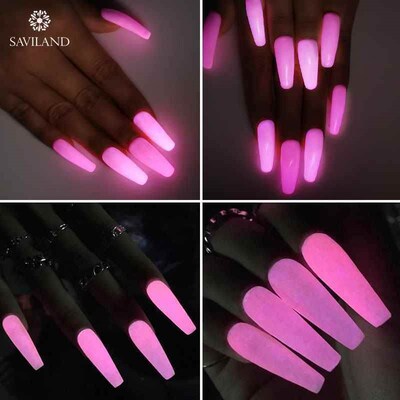 SAVILAND 7ML Nude Pink Gel Polish Glow In Dark Semi Permane