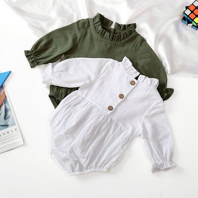 Fashion Baby Girls Romper Cotton Long Sleeve Ruffles Baby Ro