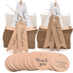 100pcs Kraft Label Jut Tag Gift You Thank Handmade Paper