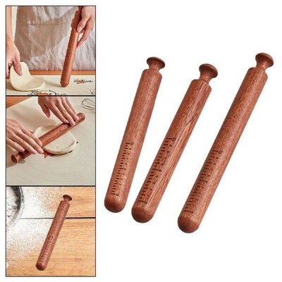 Wood Rolling Pin with Handle Smooth French Rolling Pin