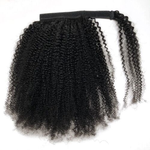 Wrap Around Tail Afro Curly Human Hair Live Wig Wool tail