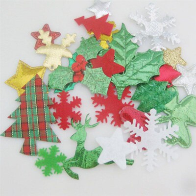 PANNAN 100Pcs DIY Decorative Xmas Accessories Green Leaf Sno