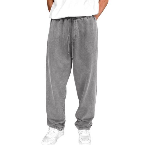 Mens Wash Water Fried Color Knitted Trousers Drawstring Poc