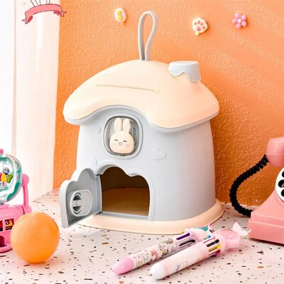 Rabbit Mushroom House Piggy Bank Childrens Piggy Bank Can B