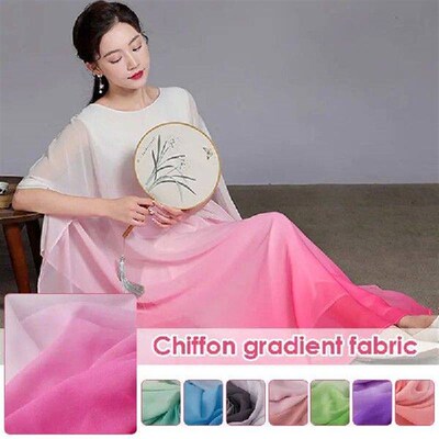 1M 100D Ombre Chiffon Fabric 2-tone Color Gradient Fabric